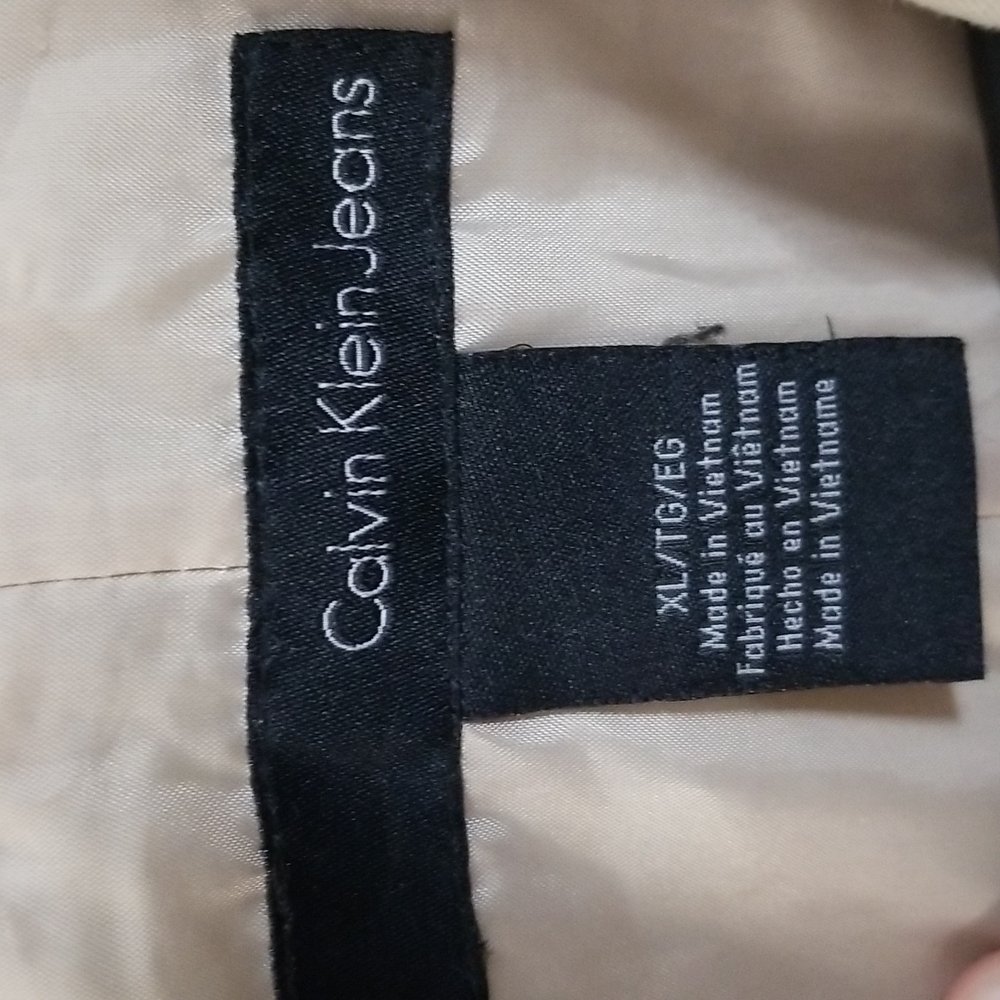 Calvin Klein Jeans Beige Cotton/Viscose Blend Moto Jacket Size XL - Picture 2 of 9